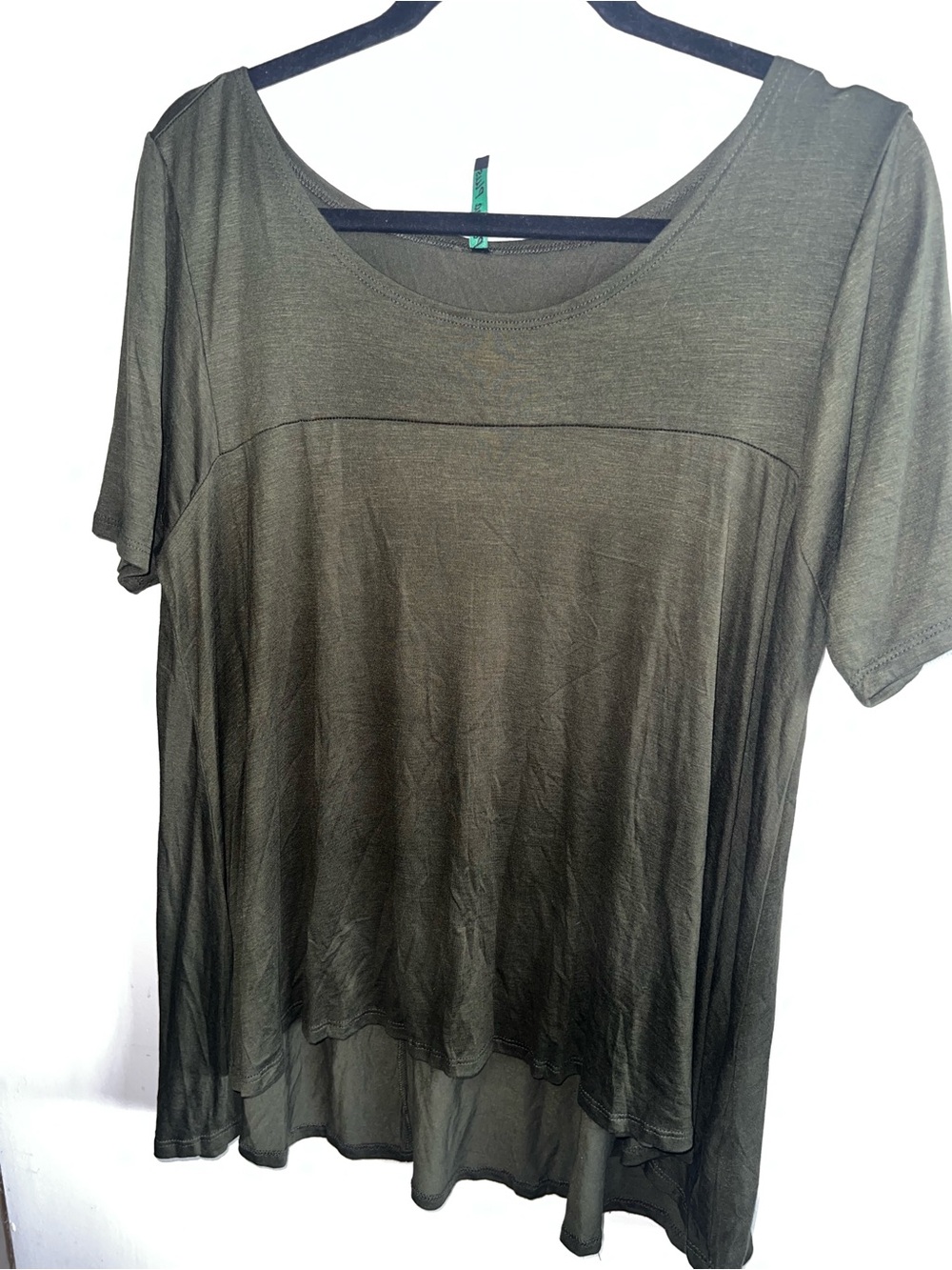 Women's Olive Scoop Neck Short Sleeve Tee by